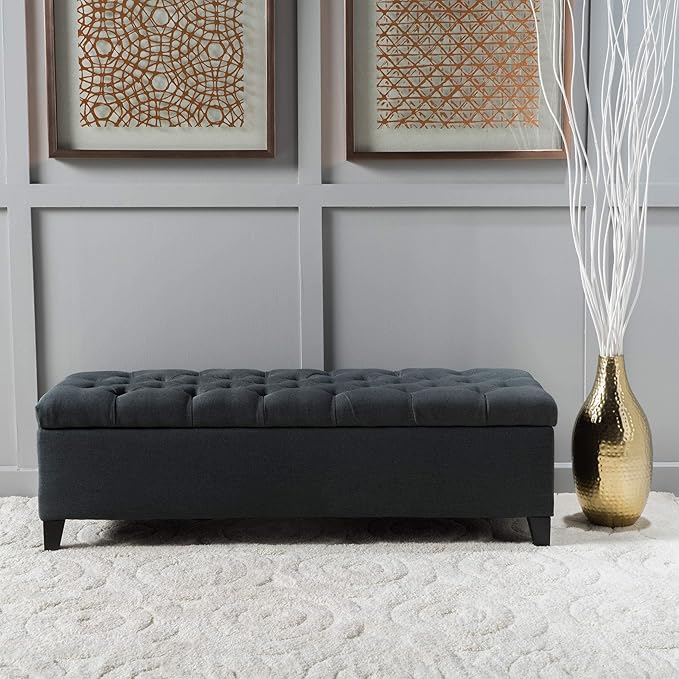 Christopher Knight Home Ottilie Fabric Storage Ottoman, Dark Grey Dimensions: - Image 2