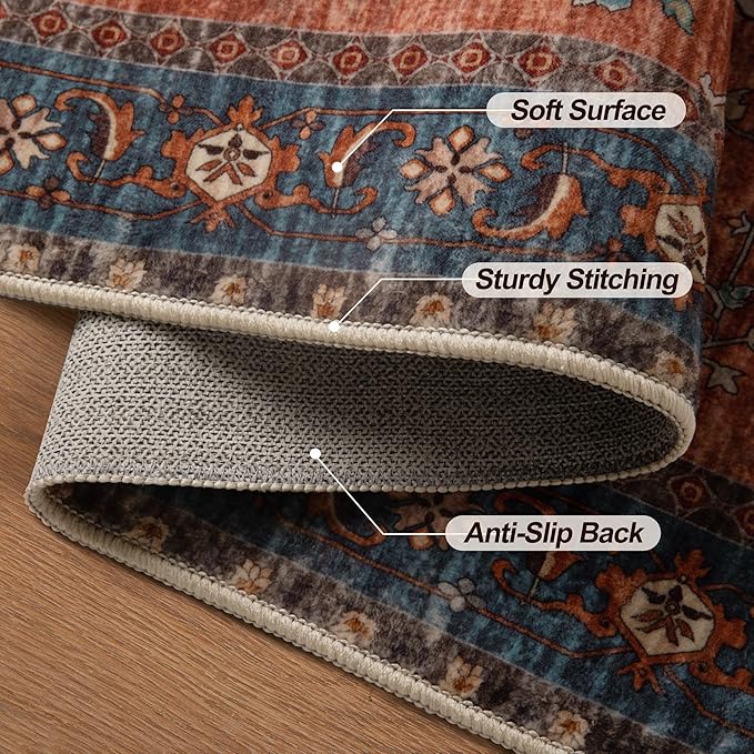 Tangsoo Washable Entryway Rugs 2x3 Vintage Non Slip Small Area Rug, Indoor - Image 6