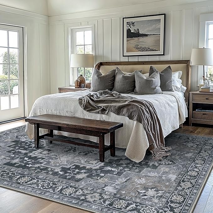 GENIMO 8x10 Area Rugs for Living Room, Machine Washable Non Slip Vintage Rugs - Image 9