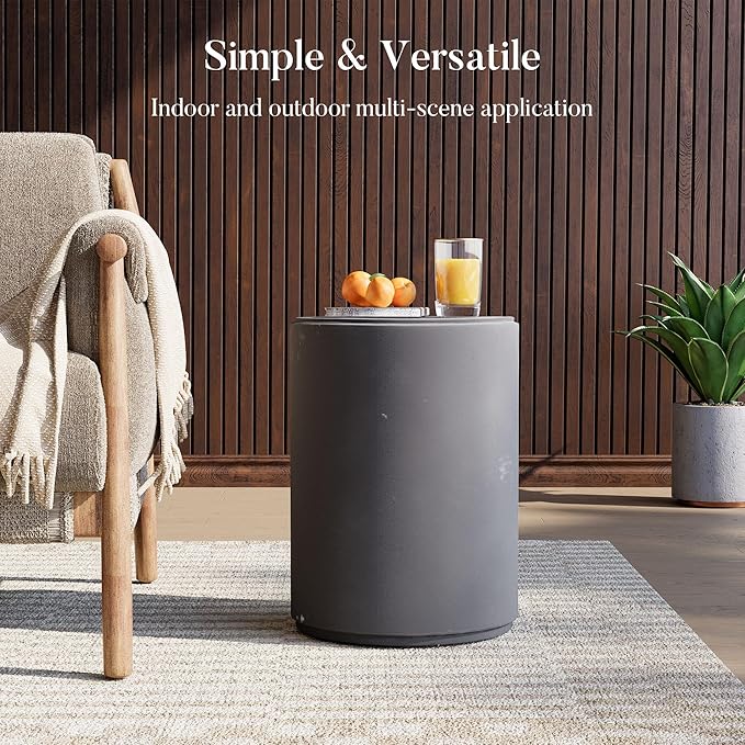 COSIEST 21" Outdoor Side Table, Weather-Resistant Round Concrete End Table - Image 5