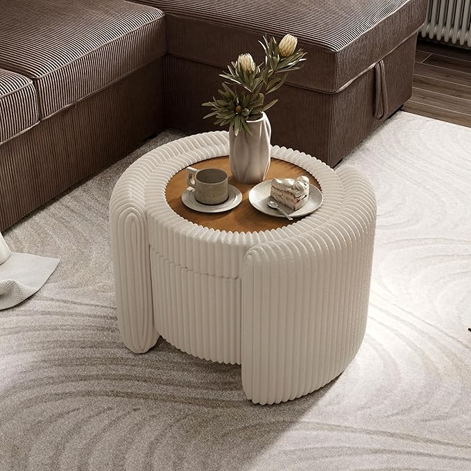 Furniture of America Lennox Modern Chenille 25-inch Round Storage Ottoman by FurnitureofAmerica
