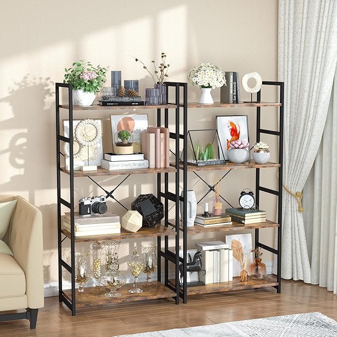 OTK 4 Tier Bookshelf, Tall Bookcase, Office Shelf Storage Organizer, Modern - Image 2