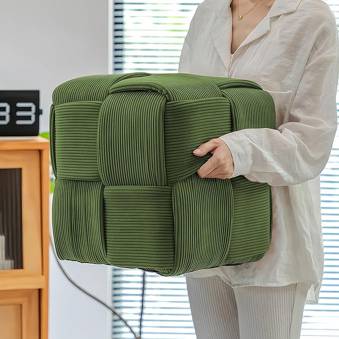 Ottoman Foot Rest Soft and Comfortable Ottoman Square Corduroy Woven Design - Image 2