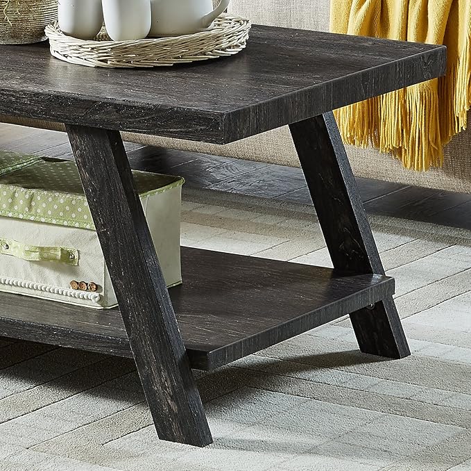 Roundhill Furniture Athens Contemporary Replicated Wood Shelf Coffee Table in - Image 2