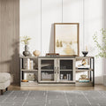 Farmhouse TV Stand for 65+ Inch TV, Industrial TV Cabinet, Entertainment Center by SLEKVERSA
