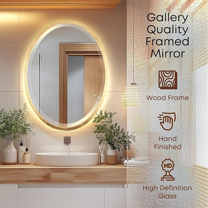 OVALCREST - Oval Wooden Beveled Wall Mirror - Image 2