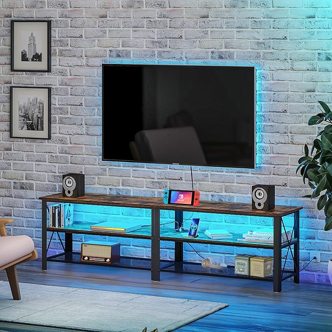 Clikuutory Modern Brown 71 inch Metal TV Stand - Image 8