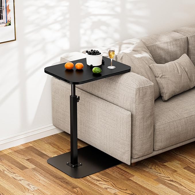Side Table Sofa Tray for Couch Heavy Metal Base Swivel/Adjustable Height - Image 4
