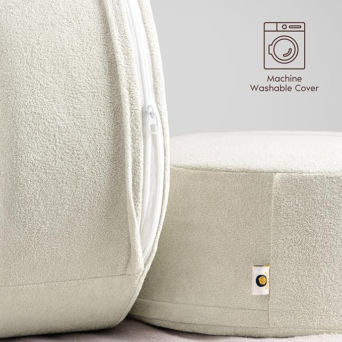 Pouf Ottoman Foot Rest Stool, Double Layer Round Modern Foam Filled Foot Stool - Image 6