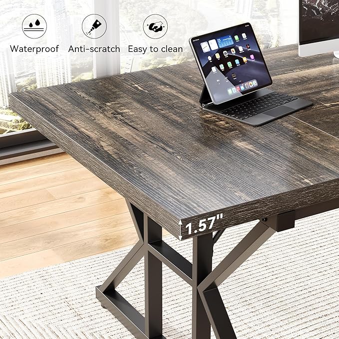 LITTLE TREE 70.8-Inch Large Executive Desk, Extra Long Computer Office Desk - Image 6