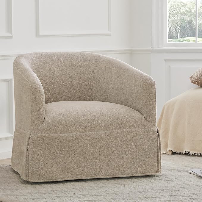 Swivel Accent Chair, 360 Degree Performance Fabric Armchair Modern Barrel - Image 7