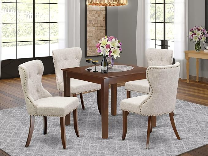 East West Furniture OXSI5-MAH-35 5 Piece Kitchen Table & Chairs Set Includes a - Image 2