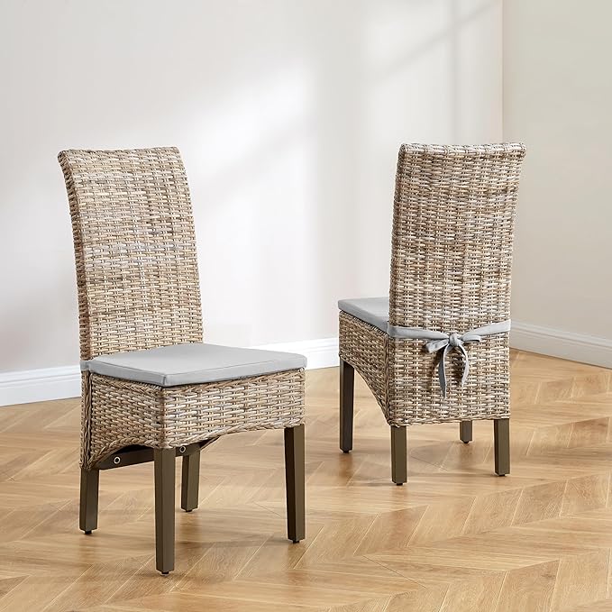 Crosley Furniture Edelyn Natural Rattan Dining Chairs Set of 2, Farmhouse - Image 2