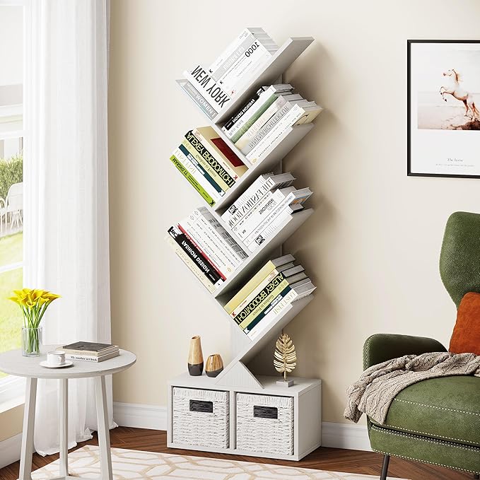 Vagusicc Tree Bookshelf, 6 Tier Bookshelf - Image 4
