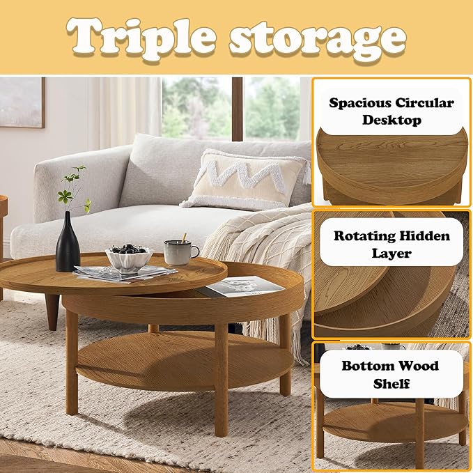 Round Coffee Table, Living Room Table - Image 5