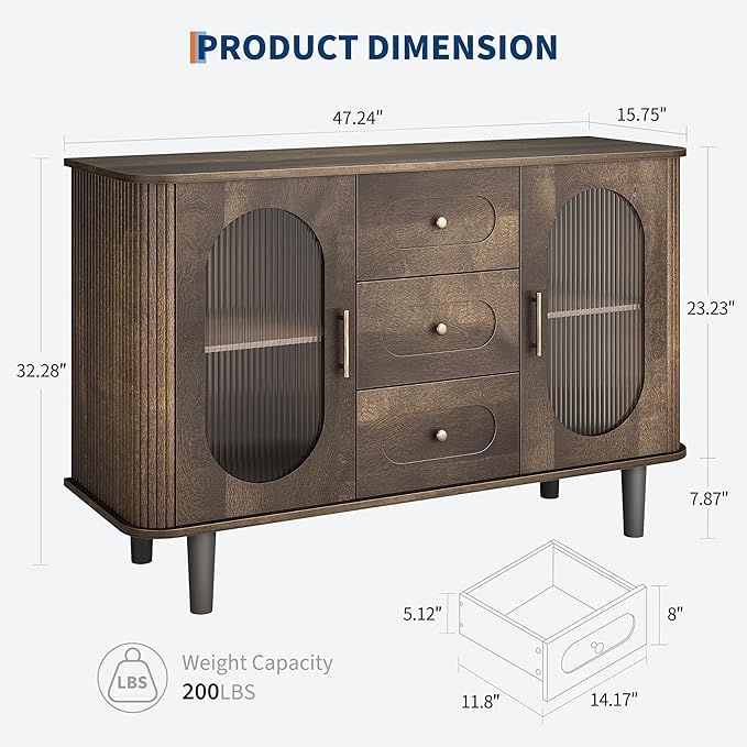 GarveeHome 47.2" Sideboard Buffet Cabinet - Image 2