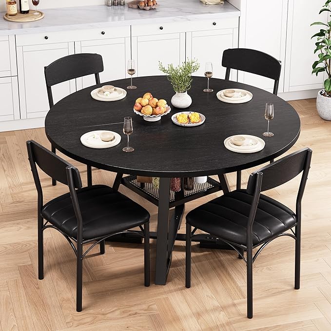 51‘’ Round Dining Table Set for 4, Kitchen Table and Chairs for 4, Circle Table - Image 3