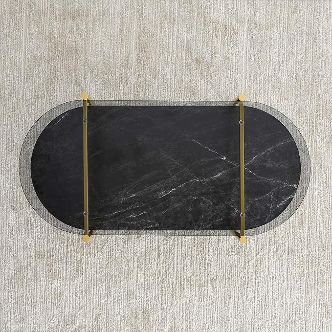 Oval Glass Coffee Table, Mid-Century Modern Design, L41 x W21 x H17 inch - Image 9