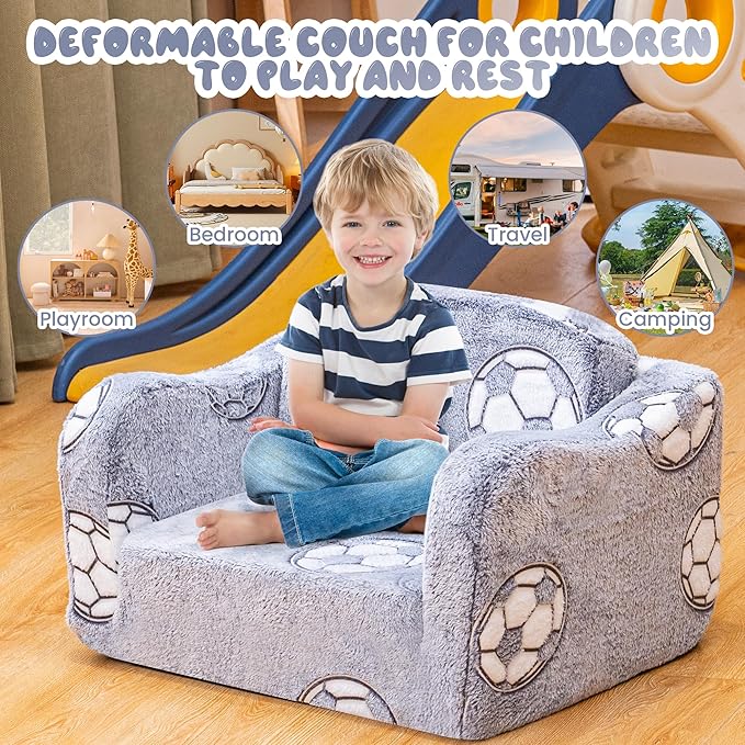 Lamerge 2-in-1 Toddler Couch, Glow in The Dark Baby Floor Bed, Foldable Toddler - Image 3
