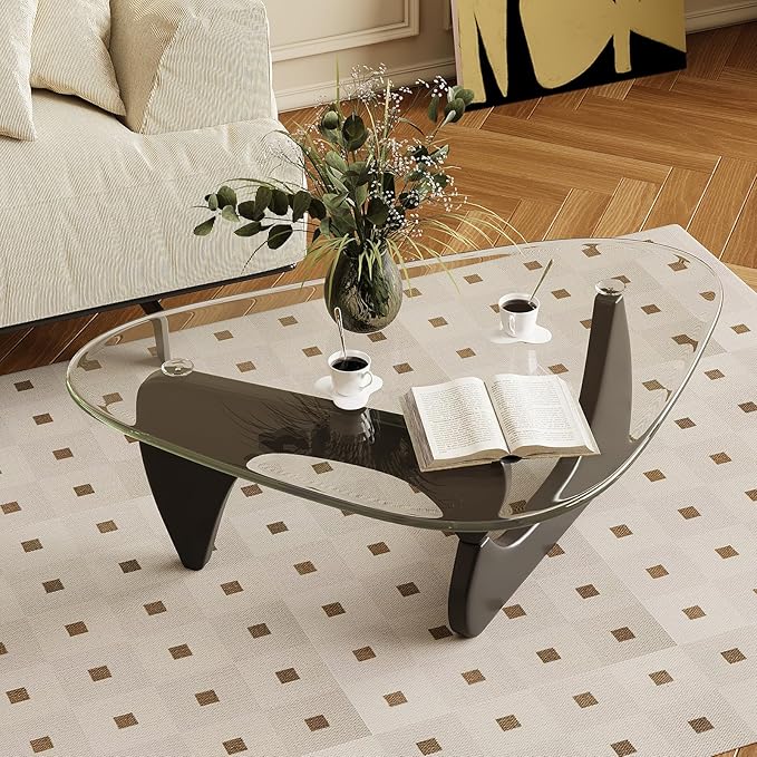 Glass Coffee Table for Living Room Mid Century Modern Triangle Center Table - Image 3