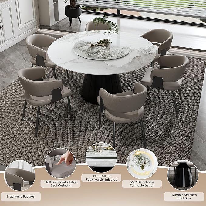 Ball & Cast 7-Piece Dining Set, Faux Marble Table - Image 4