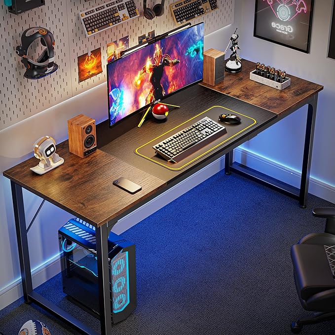 Huuger Computer Desk, 63 Inch Office Desk, Gaming Desk Writing Desk, Work Desk - Image 4