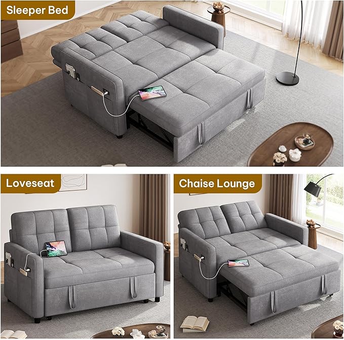 DWVO 55" Convertible Sofa Bed, 3-in-1 Sleeper Sofa - Image 3