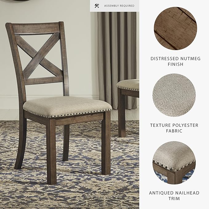 Signature Design by Ashley Moriville Modern Farmhouse 19" Upholstered Dining - Image 4