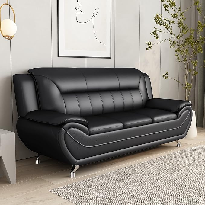 Container Furniture Direct Michael Modern Faux Leather Upholstered Stainless - Image 11
