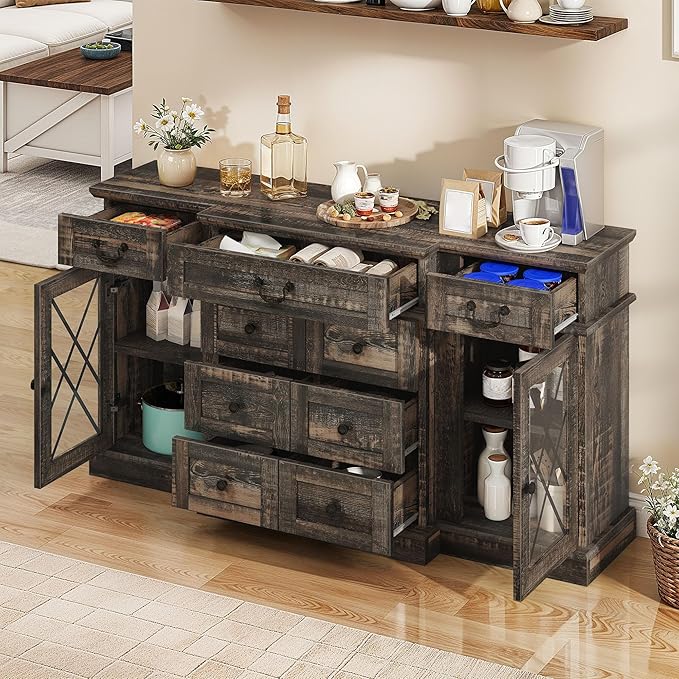 YITAHOME Television Stand for 65/55 Inch TV, Farmhouse TV Stand - Image 2