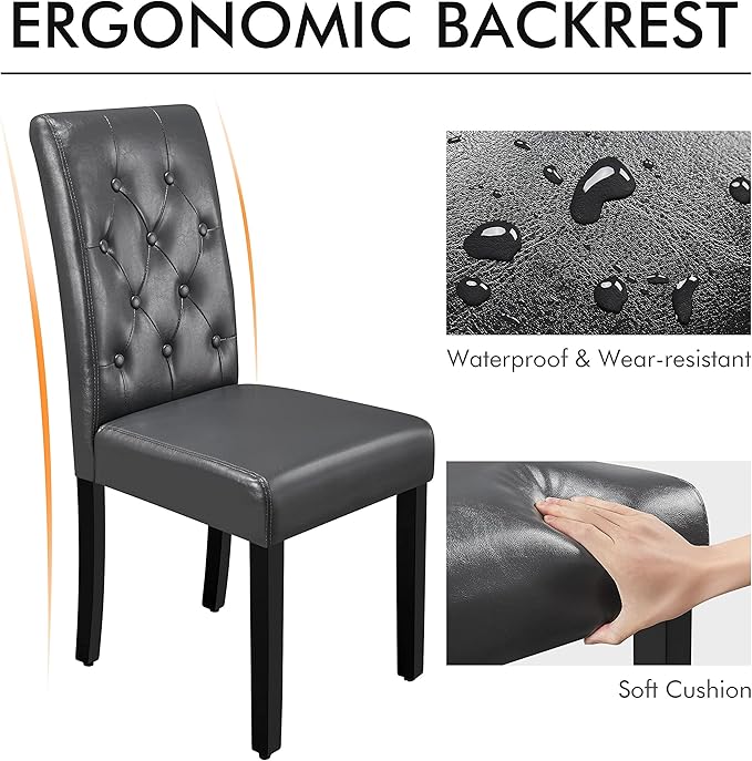 Yaheetech Dining Chairs Set of 4 Modern Style Faux Leather Dining Room Chairs - Image 5
