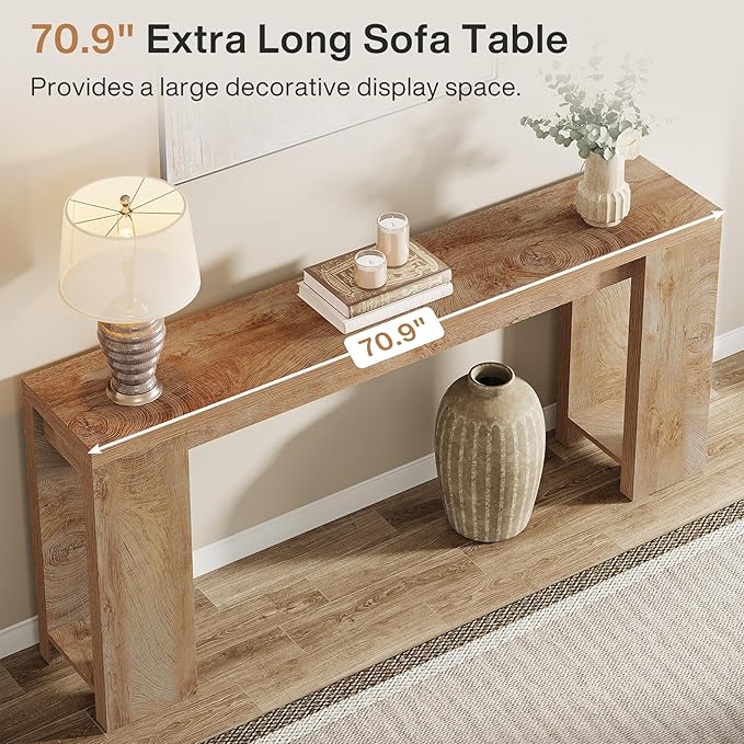 Tribesigns 70.9-Inch Extra Long Console Table, Farmhouse Wood Sofa Table Behind - Image 6