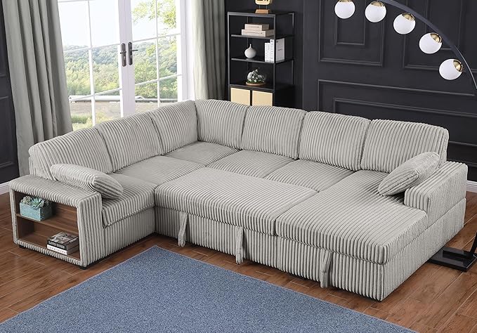 Eafurn Oversized U Shaped Convertible Sleeper Sectional Sofa w/Pull Out Couch - Image 4