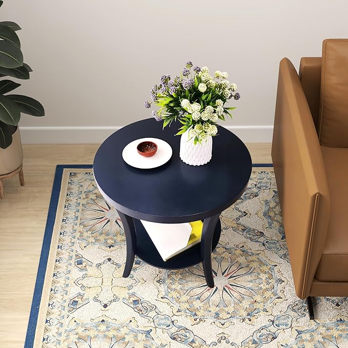 Roundhill Furniture Perth Contemporary Round End Table - Image 3