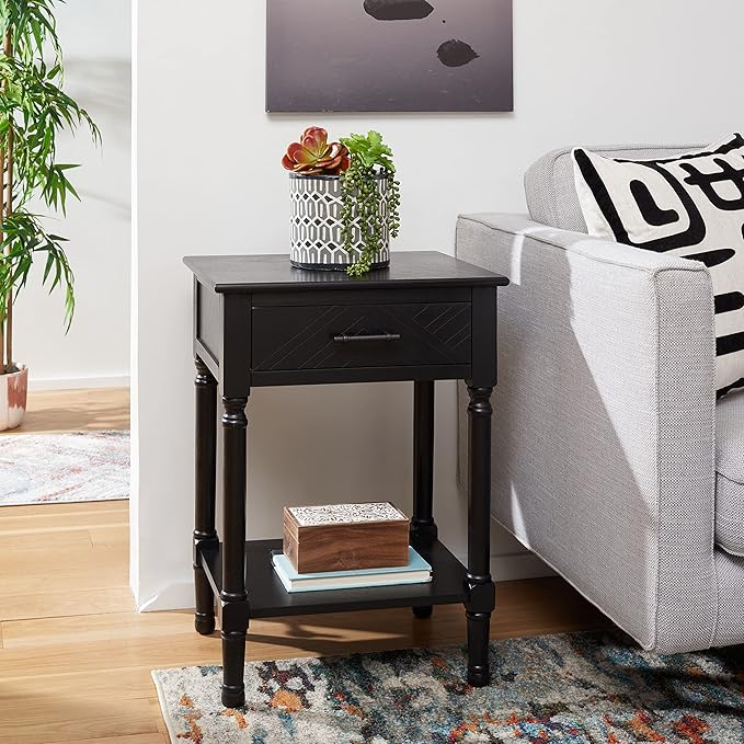 SAFAVIEH Home Collection Peyton Black 1-Drawer Lower Shelf Accent Table ACC5704B - Image 2
