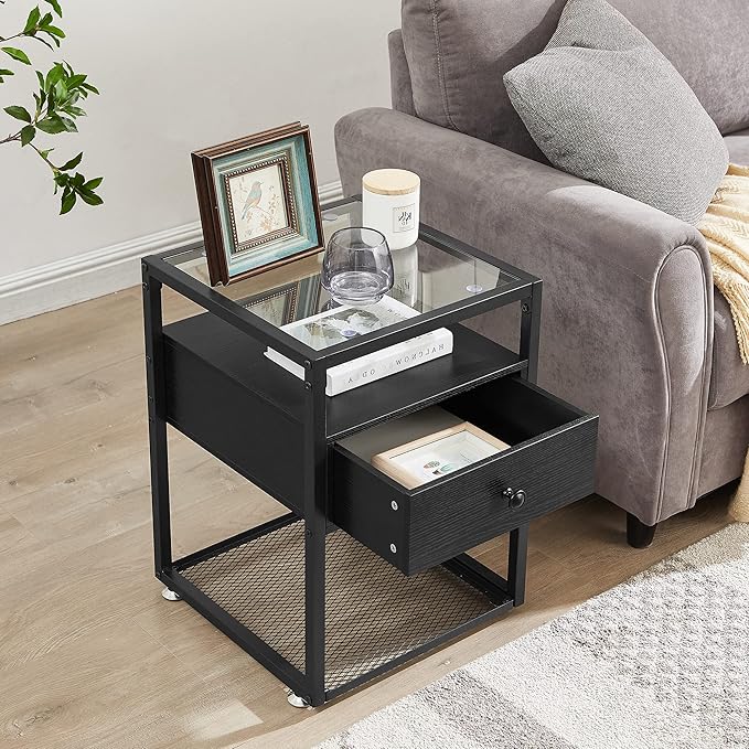 VECELO End Table, Modern Nightstand - Image 6