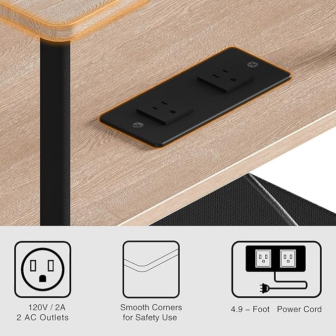 Small Side Table with Charging Station, End Table - Image 7