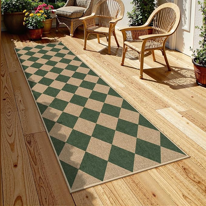 Lahome Checkered Kitchen Runner, 2x8 Easy Jute Runner Rug - Image 6