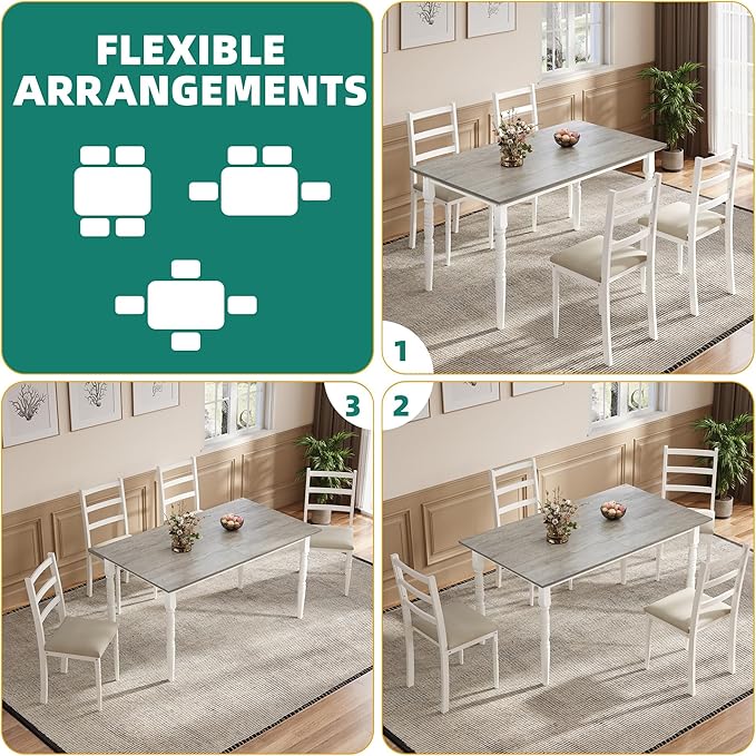 DWVO 5-Piece Dining Table Set for 4, Kitchen Dining Room Table - Image 5