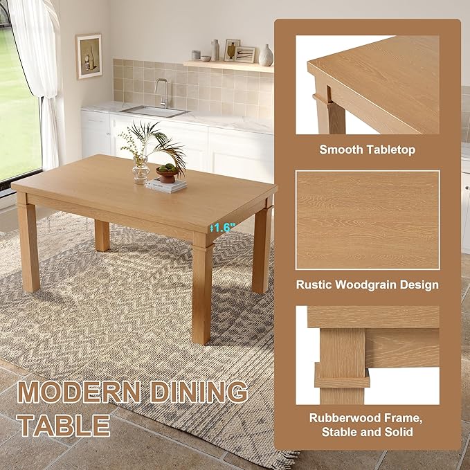 Ball & Cast Dining Table Set for 6 W/Bench & 4 Upholstered Chairs, 6 Piece - Image 5