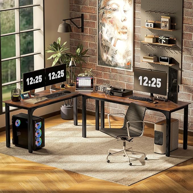 HOMCOM Modern Simple Large Computer Desk, Rustic Brown - Image 6