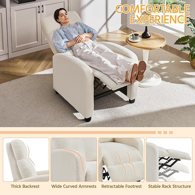 Yaheetech Fabric Recliner Chair Single Sofa Home Theater Seatting Adjustable - Image 5