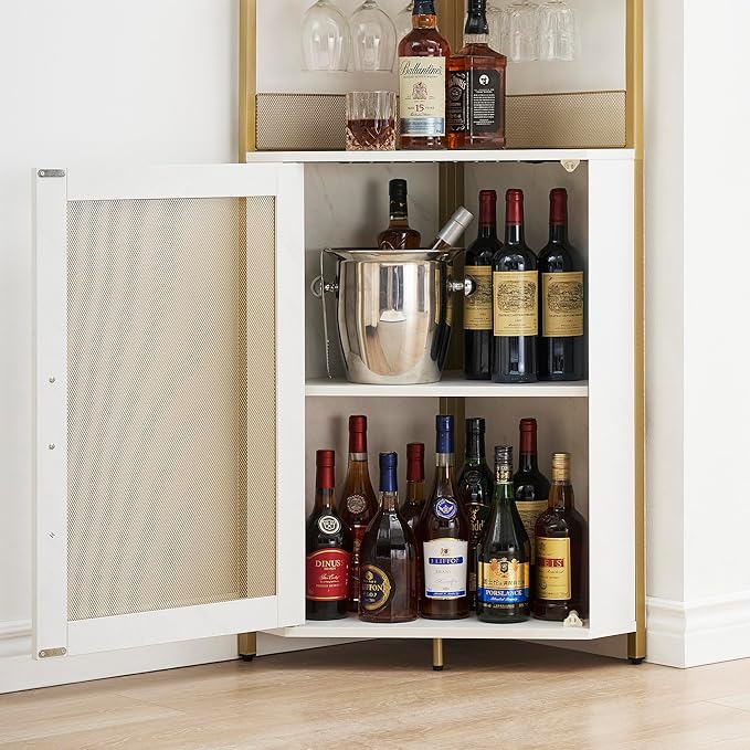 GAOMON Corner Bar Cabinet with Glass Holder, Industrial Wine Cabinet with - Image 6