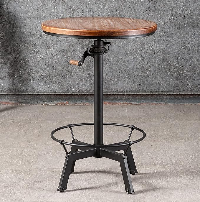 LOKKHAN 33.5-39.4 Inch Tall Industrial Bar Table-Adjustable Bar Height Bistro by LOKKHAN