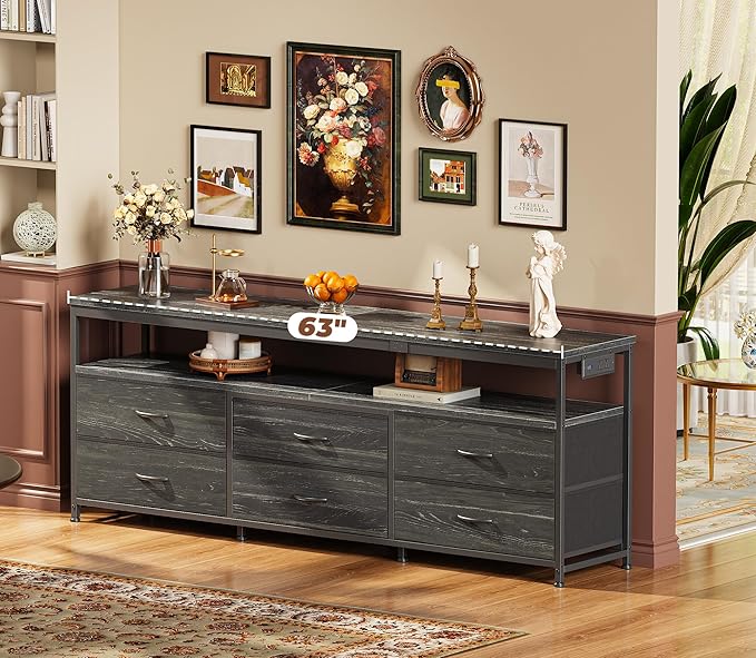 Huuger 63 Inch TV Stand for 55, 70 Inch TV, Long Dresser TV Stand for Bedroom - Image 8