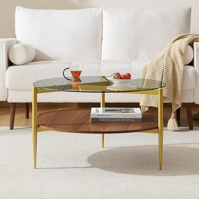 Round Coffee Table, Mid-Century Modern Design, D30*H17 inch, - Image 4