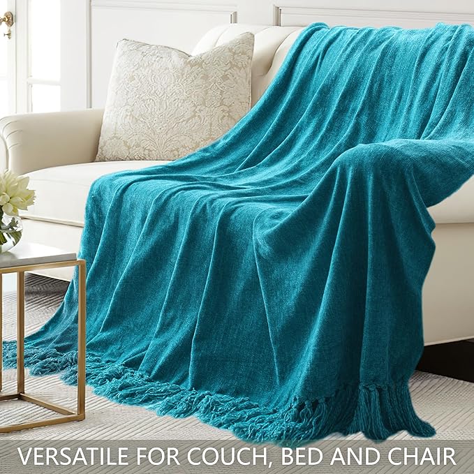 Chenille Throw Blanket for Couch 50"X 60", Soft Cozy Throws - Image 4