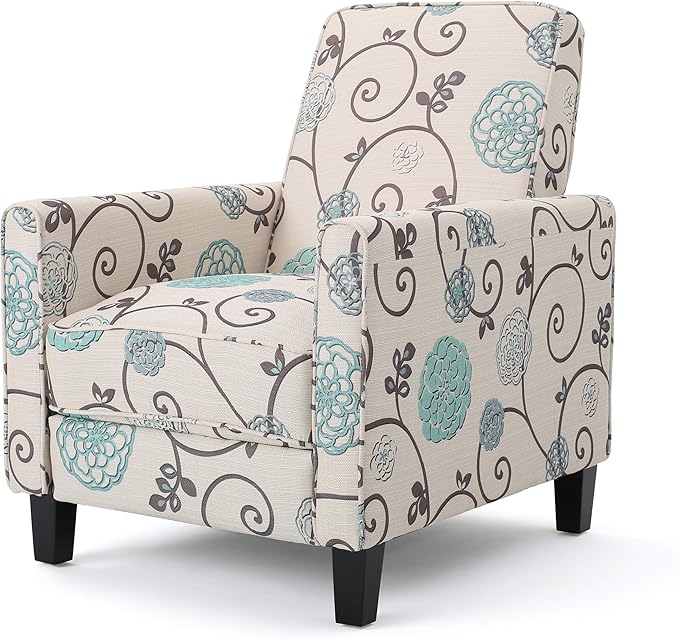 Christopher Knight Home Dufour White and Blue Floral Fabric Recliner 26.75D x by ChristopherKnightHome