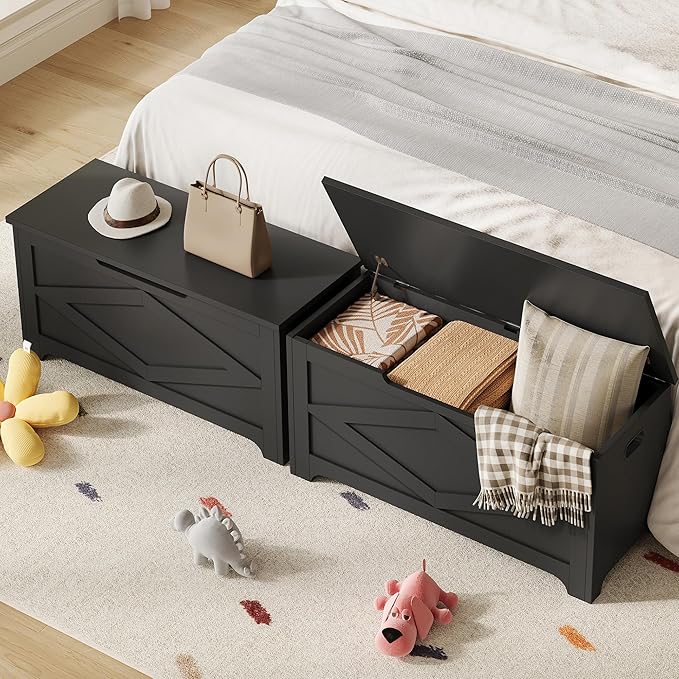 GarveeHome 39.4" Storage Chest, Wooden Storage Bench - Image 5