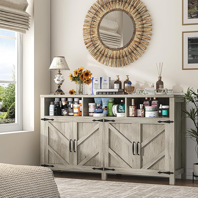 Buffet Cabinet with Storage Farmhouse with 4 Doors, Dining Room - Image 6